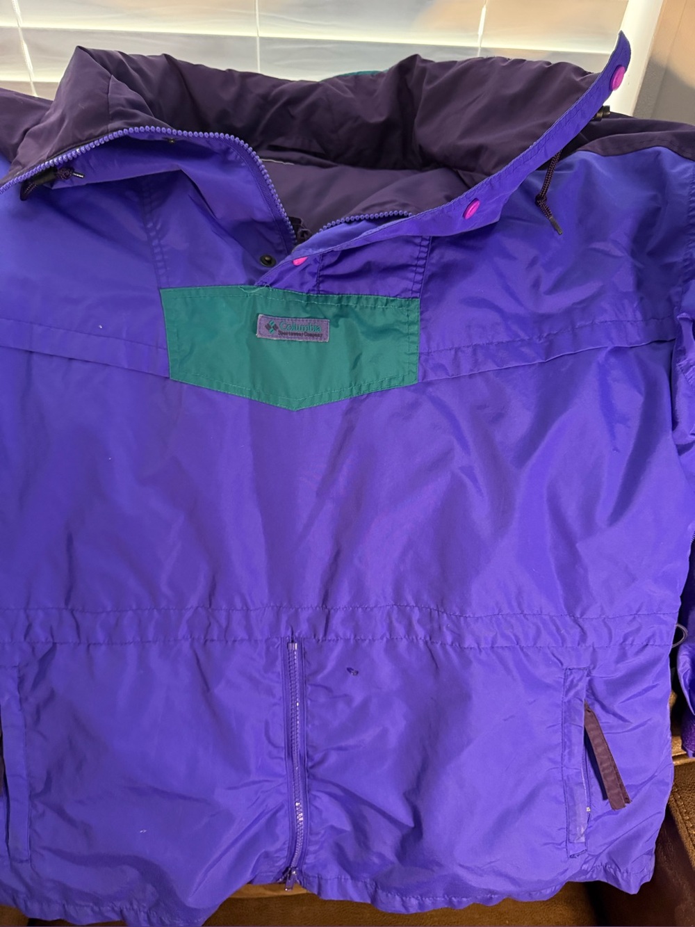 Vintage Columbia Size XL Radial Sleeve Outdoor Anorak Hoodie Pullover Jacket
